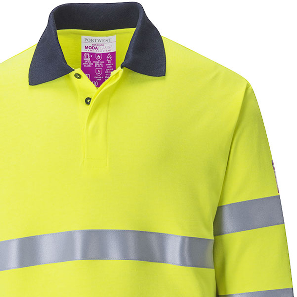 Portwest Flame Retardant Anti Static Hi Vis Two-Tone Polo Shirt